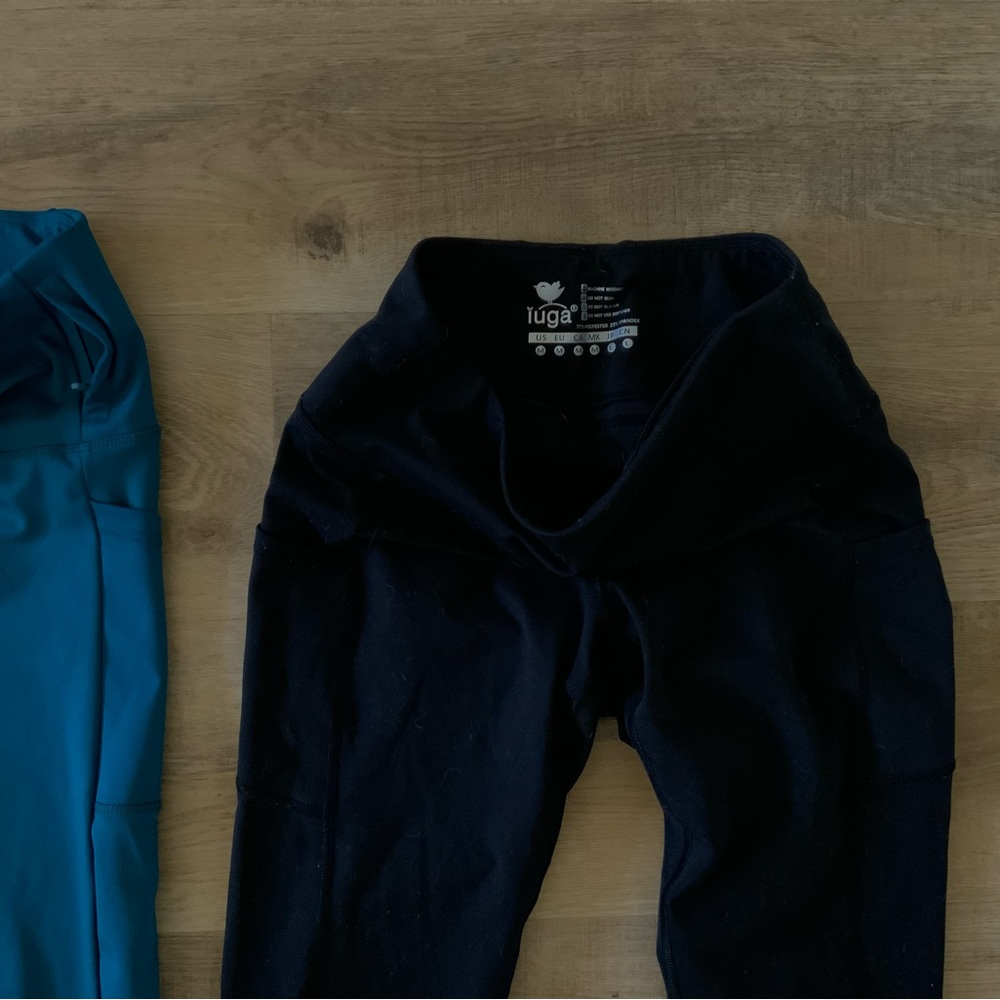 EUC Womens x2 Black and Teal Leggings - Picture 3 of 4